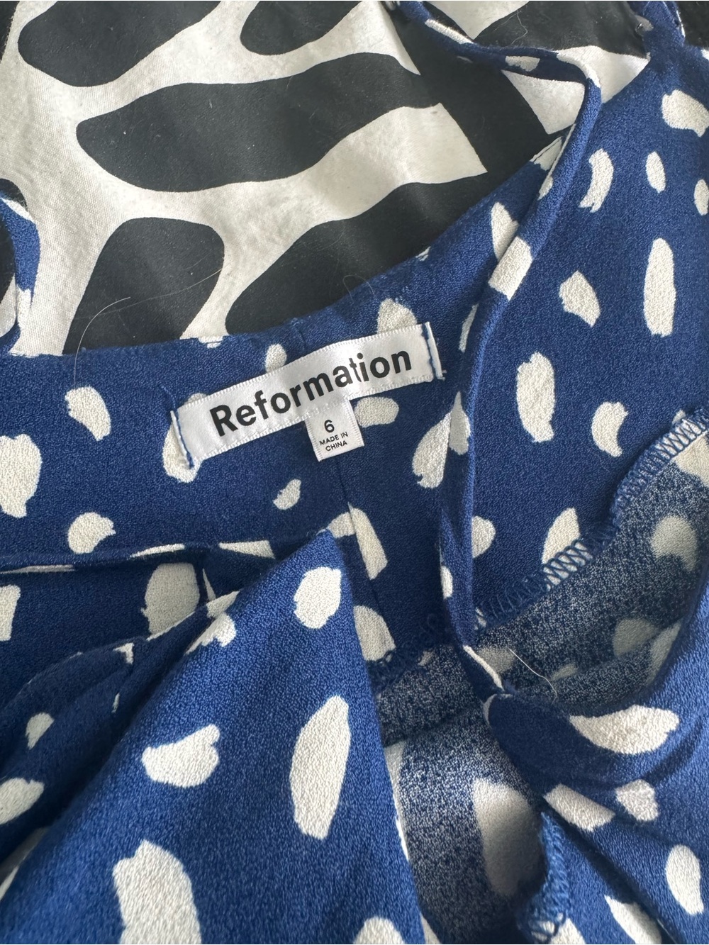 Reformation Blue and White Abstract Spot Dress - Picture 3 of 5